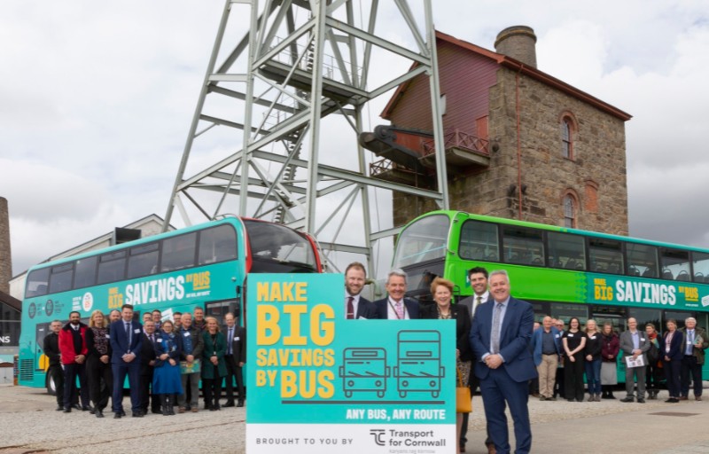 Bus operators, Cornwall Council and other at launch of the Bus Fares Pilot